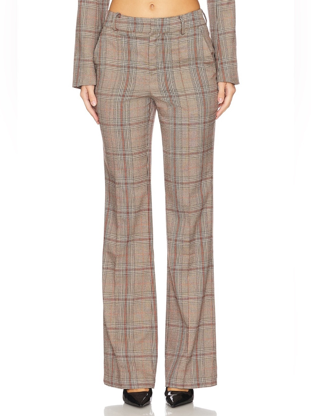 Lovers and Friends Bonnie Plaid Flare Trousers Brown Size S
